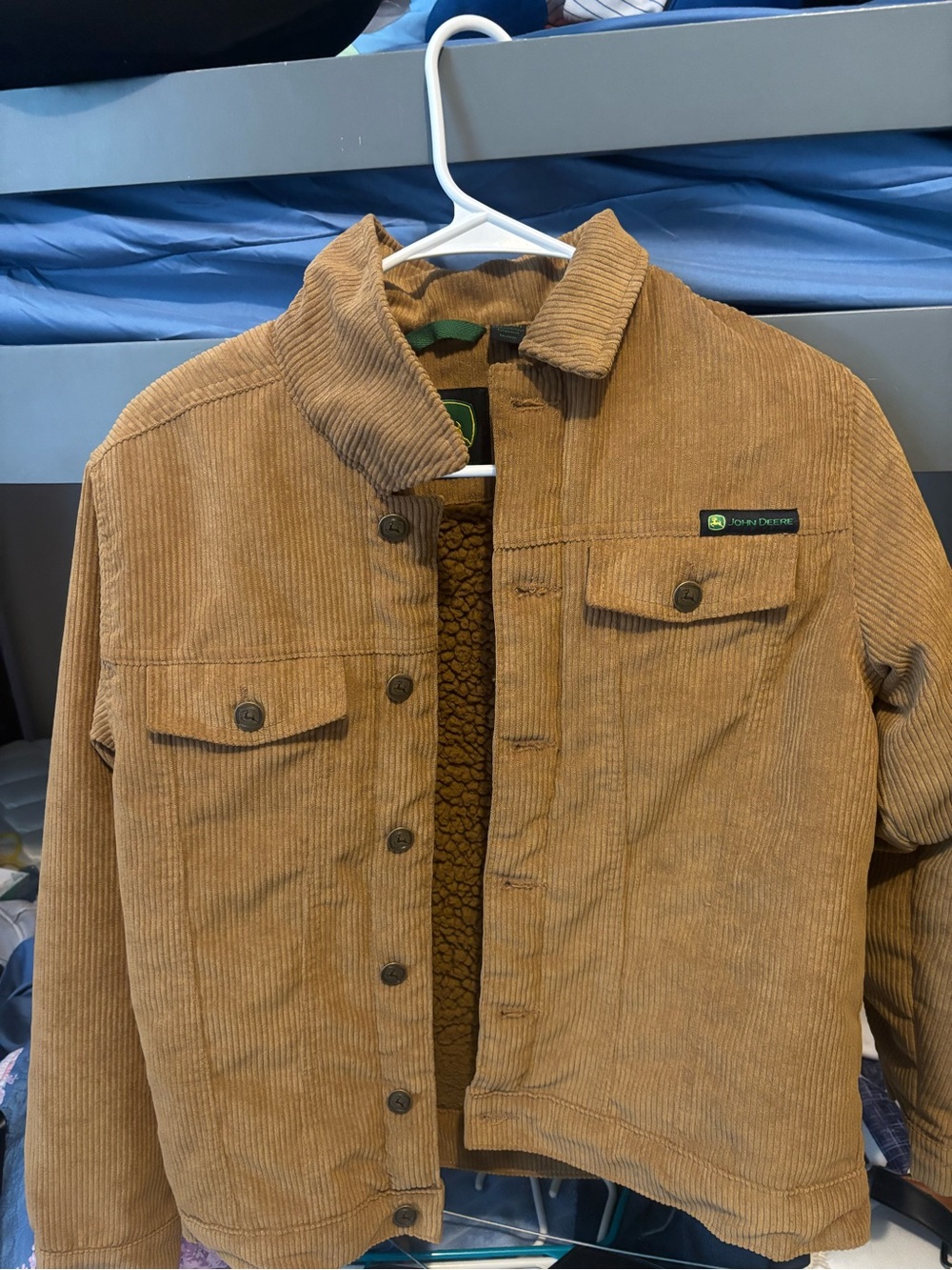 John Deere Brown Corduroy Sherpa-Lined Shirt Jacket